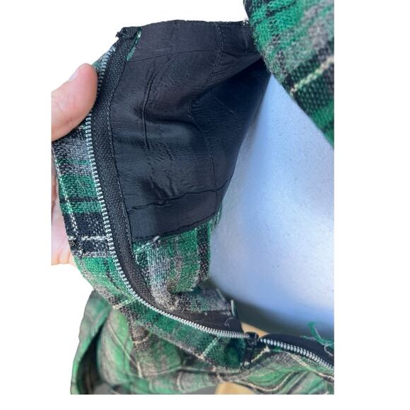 Vintage Plaid Wool Vest Skirt Set Womens Medium 60s Tartan Outfit Matching Retro - Picture 6 of 11